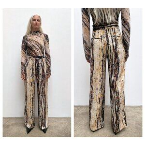 NWT Zara Wide Leg Abstract Print Trausers M